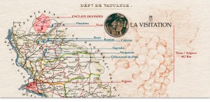 Carte du Vaucluse avec la représentation de l'enclave des papes et de La Visitation